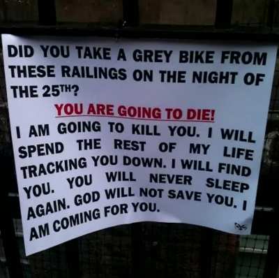 Gabriel's message to bike thief