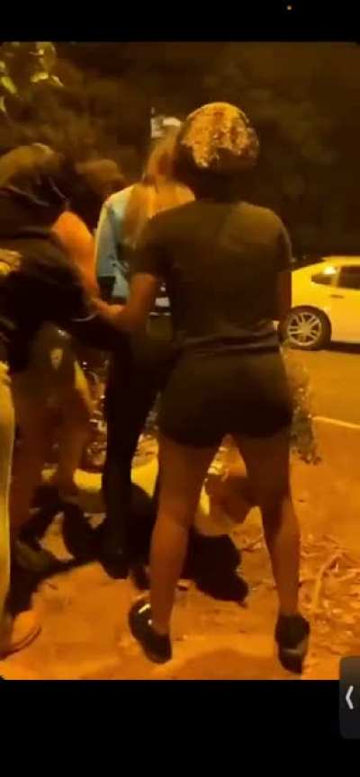 Crazy woman fighting while pregnant