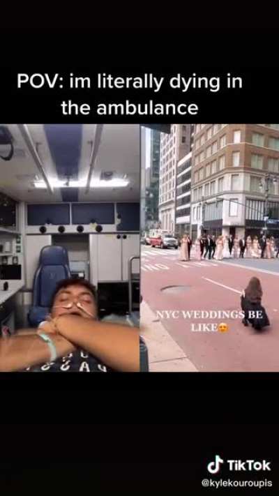 The ambulance deadass turns on the siren at the end