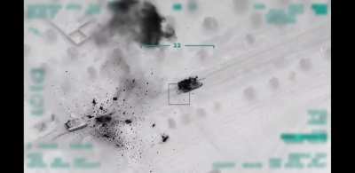 Turkish TB2 strike on a SAA Tank in Idlib this year (March). A crew member was run over by the tank after he jumped out.