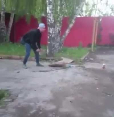 WCGW if you throw fire into a manhole full of methane gas