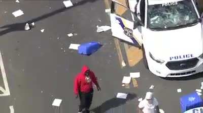 West Philly: Line of cop cars destroyed, ghost-ridden, stolen hat.