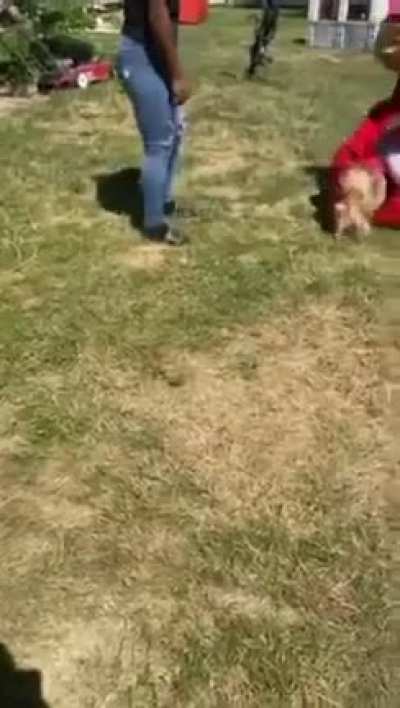 Small girl beat up big girl