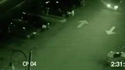 Mysterious shadow person appears in front of car only to disappear...