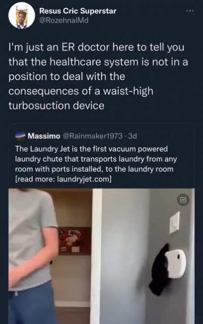 ER doctor here to tell you that the healthcare system is not in a position to deal with the consequences of a waist-high turbosuction device