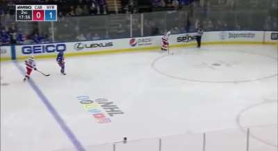 Frederik Andersen joins the rush with his teammates