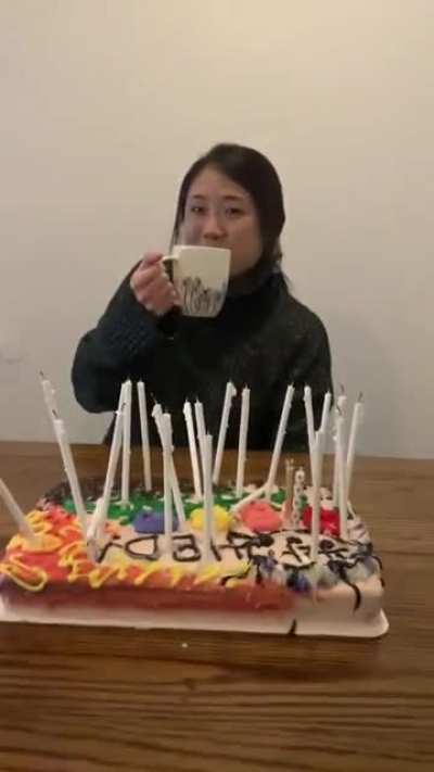 It was my sisters birthday yesterday and she burned her lips on hot coffee. Sad lips funny video
