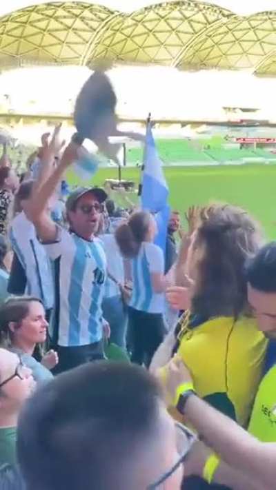 Australian confronting Argentinian fans after the match