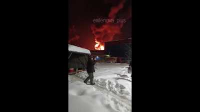 Report: Suspected Ukrainian drone raid on Russia's Velikolukskaya oil depot, Pskov region (RF). Eight views. Night of February 18 - 19, 2026