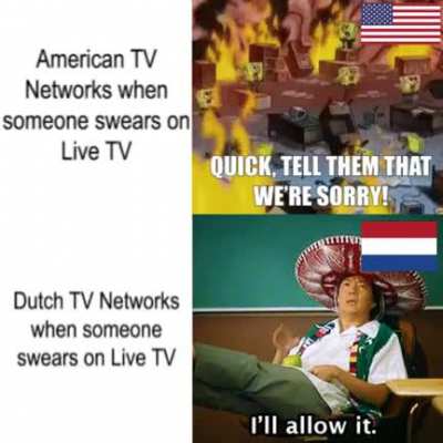 When your country has no rules against swearing on TV