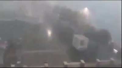 Piombino , Italy, 18/08/2022, wind at 170 km/h destroy a ferris wheel