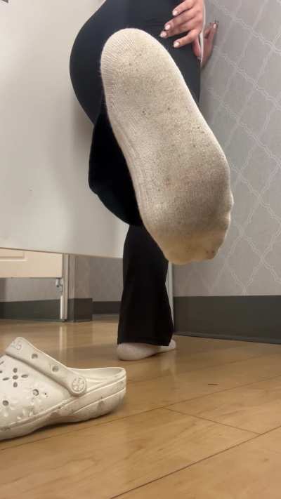 Worn socks in the dressing room!