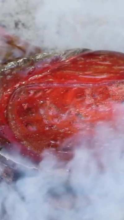 Cooking a steak with lava