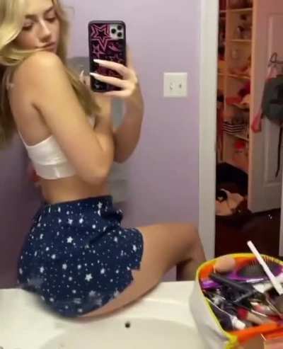 Sitting on the sink 