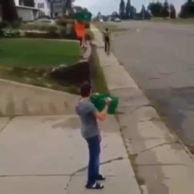Ice bucket challenge as cyclist but goes wrong