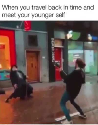 Vibing with himself 