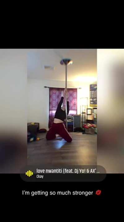 Working on my pole moves&hellip; I wonder what I look like spread open on the pole with no clothes [f]