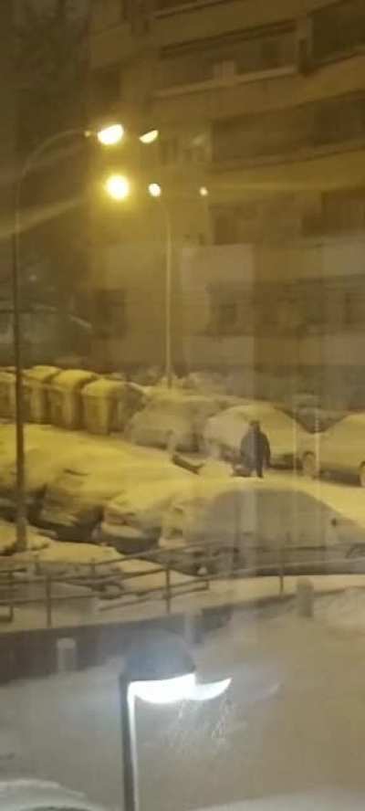 Spanish people are experiencing the biggest snow storm in decades and then theres this guy