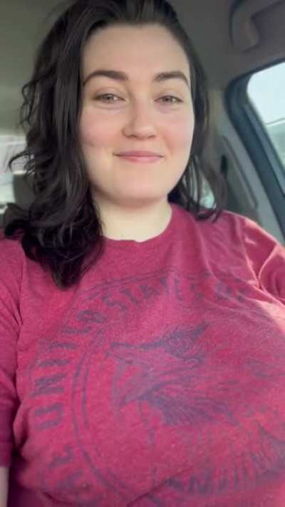 Flashing my milkers in the parking lot!