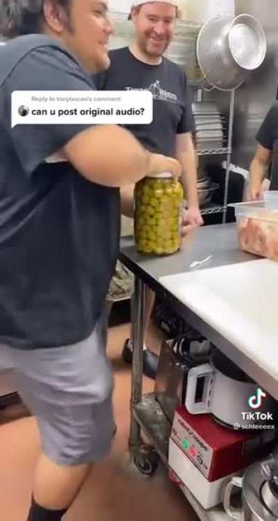 How many cooks does it take to open a jar of olives?