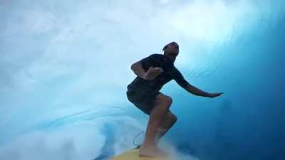 Australian Pro surfer Anthony Walsh gives an awesome point of view, of surfing through a 20 foot barrel.