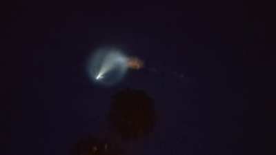 My view of the SpaceX launch tonight! I've seen the Space Shuttle, Delta Heavy and many other things, but this is an absolute first!