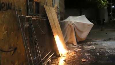 Portland Rioters Trying to Arson the Federal Court House in Portland - Night of 7-21-2020