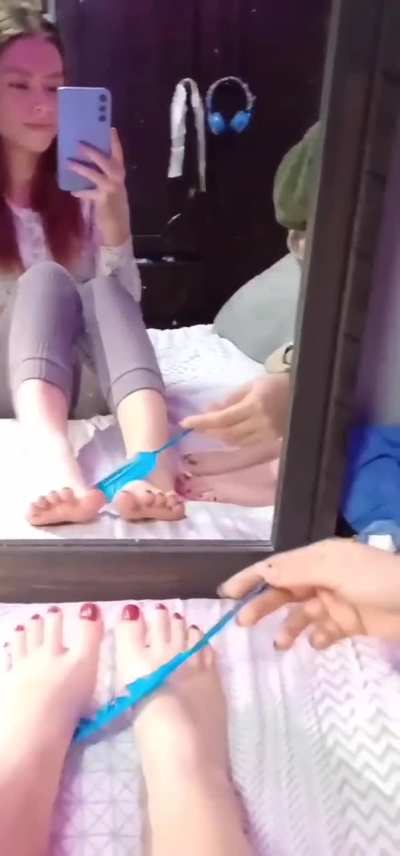 Irene feet tickled in the mirror by Angelica Mobile versi&oacute;n Available clip4sale (countdown and joi tickle video)