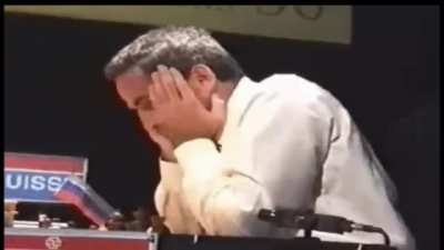 Former chess world champion Garry Kasparov blunders against opponent Former world champion Viswanathan Anand