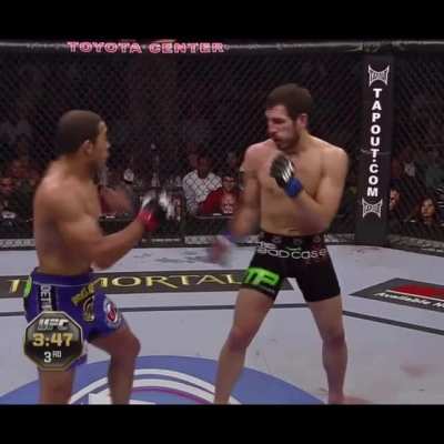 Jos&eacute; Aldo showing the importance of kicking in MMA, and getting your leg back down quickly after it lands.