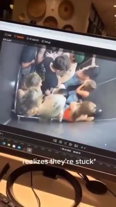 WCGW all jumping at once in a crowded elevator
