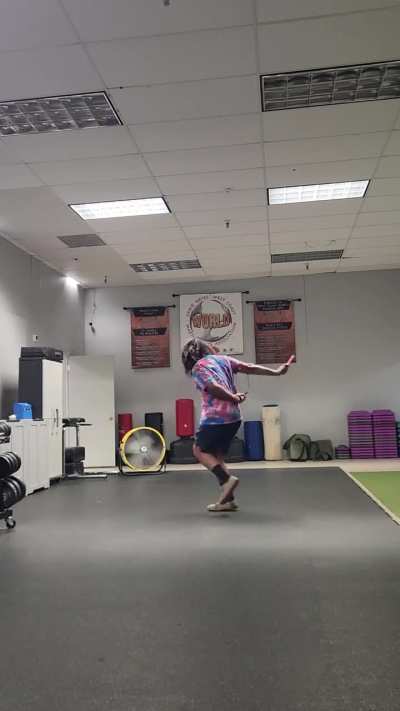 Practicing behind the back pass and frog jumps