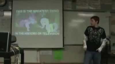 dude gives a presentation on bronies