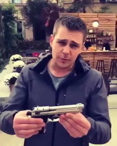 Translate: Safety is very important when handling a gun. Fuse that...