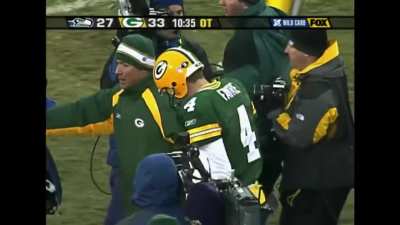 [Highlight] Matt Hasselbeck after winning the OT coin toss: "We want the ball and we're gonna score." Also Matt Hasselbeck in OT: Throws a pick-6 to Al Harris to lose the game. (2003 NFC Wild Card)