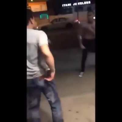 fight outside of a store