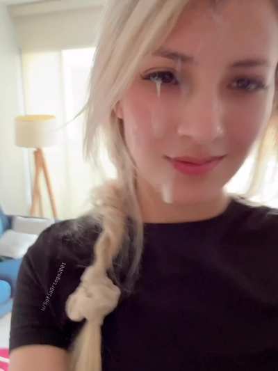 Guess where I'm going to show off with all this cum on my face 