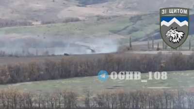 A Russian mi-8 was shot down today in the Donetsk region, seen here by a drone from the 108th brigade.