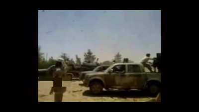 Libyan fighter gets blown up by a tank shell. 2011