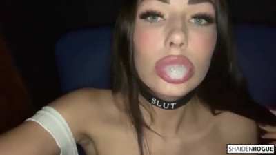Sucking his cock dry in a movie theatre