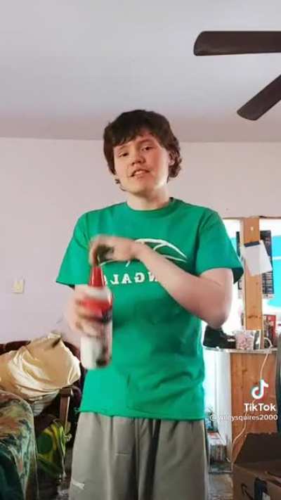 It puts the whip cream on its hand, or else it gets the feather again