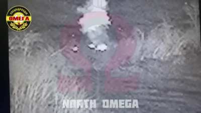Ukrainian "Omega" unit of the NGU firing ATGM at a group of Russian infantry 