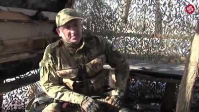 This is Vidadi, he has 2 children and he is one of the many Azerbaijanis fighting in Ukraine against the Russians. His reasoning is that as an Azerbaijani he has sympathy for the Ukrainians he said that "this empire (Russia) has also tried to destroy my n