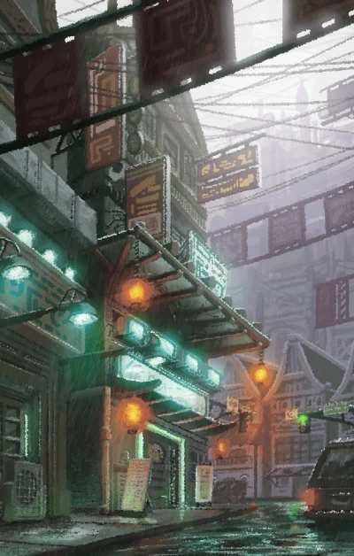 I turned one of my paintings into a retro arcade style gif