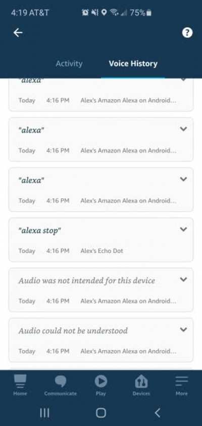 Alexa stores your voice commands within the app