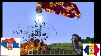 burning turkish flag in minecraft 🇷🇴🇷🇴🇷🇸🇷🇸