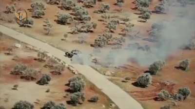 HTS ACV-15 yeets itself into SAA T-72 tank near Nayrab, Idlib