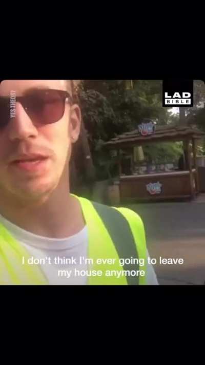 2 guys sneak into places for free by wearing a high-vis vest