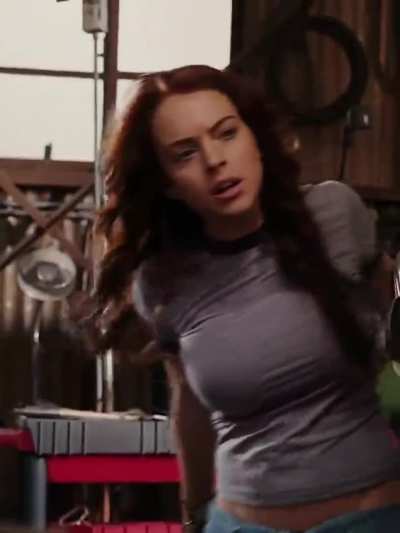 Lindsay Lohan looking busty