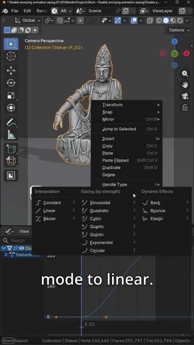 Blender really loves easing. You probably do not.